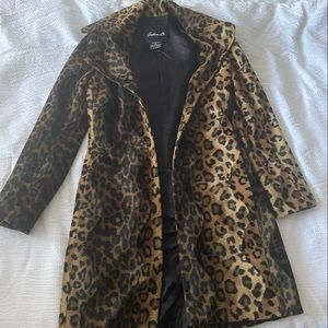 cheetah fur lapel coat